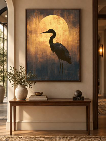 Black Heron Wall Art - Wall Art Decor - alternate angle - black heron wall art, bird wall decor