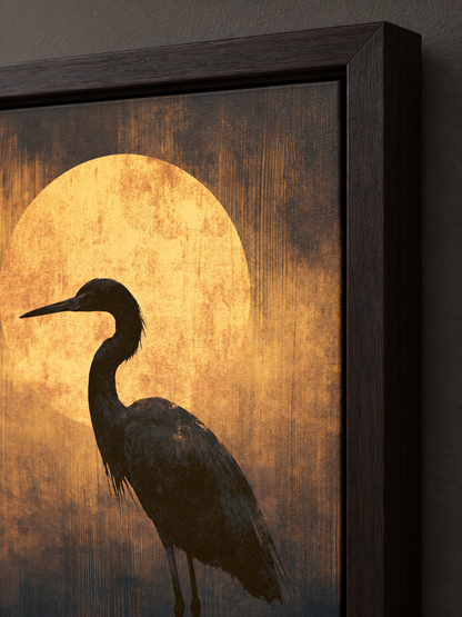 Black Heron Wall Art - Wall Art Decor - detail view - black heron wall art, bird wall decor