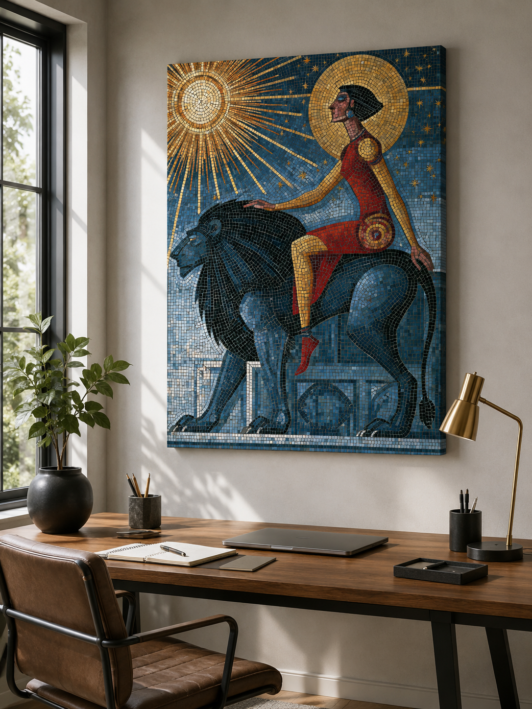 Black Lion Wall Art - Wall Art Decor - packaging - black lion wall art, lion mosaic poster
