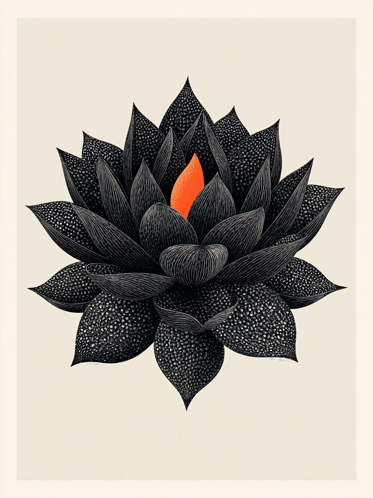 Black Lotus Wall Art - Wall Art Decor - front view - black lotus wall art, lotus botanical poster