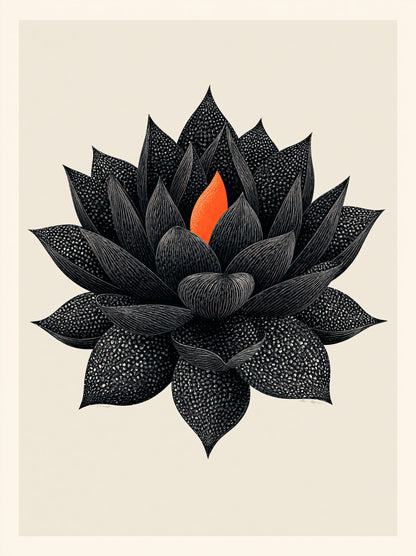 Black Lotus Wall Art - Wall Art Decor - front view - black lotus wall art, lotus botanical poster