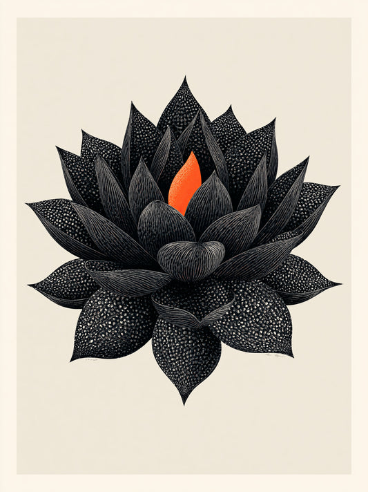 Black Lotus Wall Art - Wall Art Decor - front view - black lotus wall art, lotus botanical poster