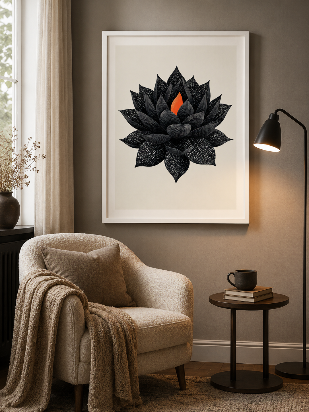 Black Lotus Wall Art - Wall Art Decor - close-up - black lotus wall art, lotus botanical poster