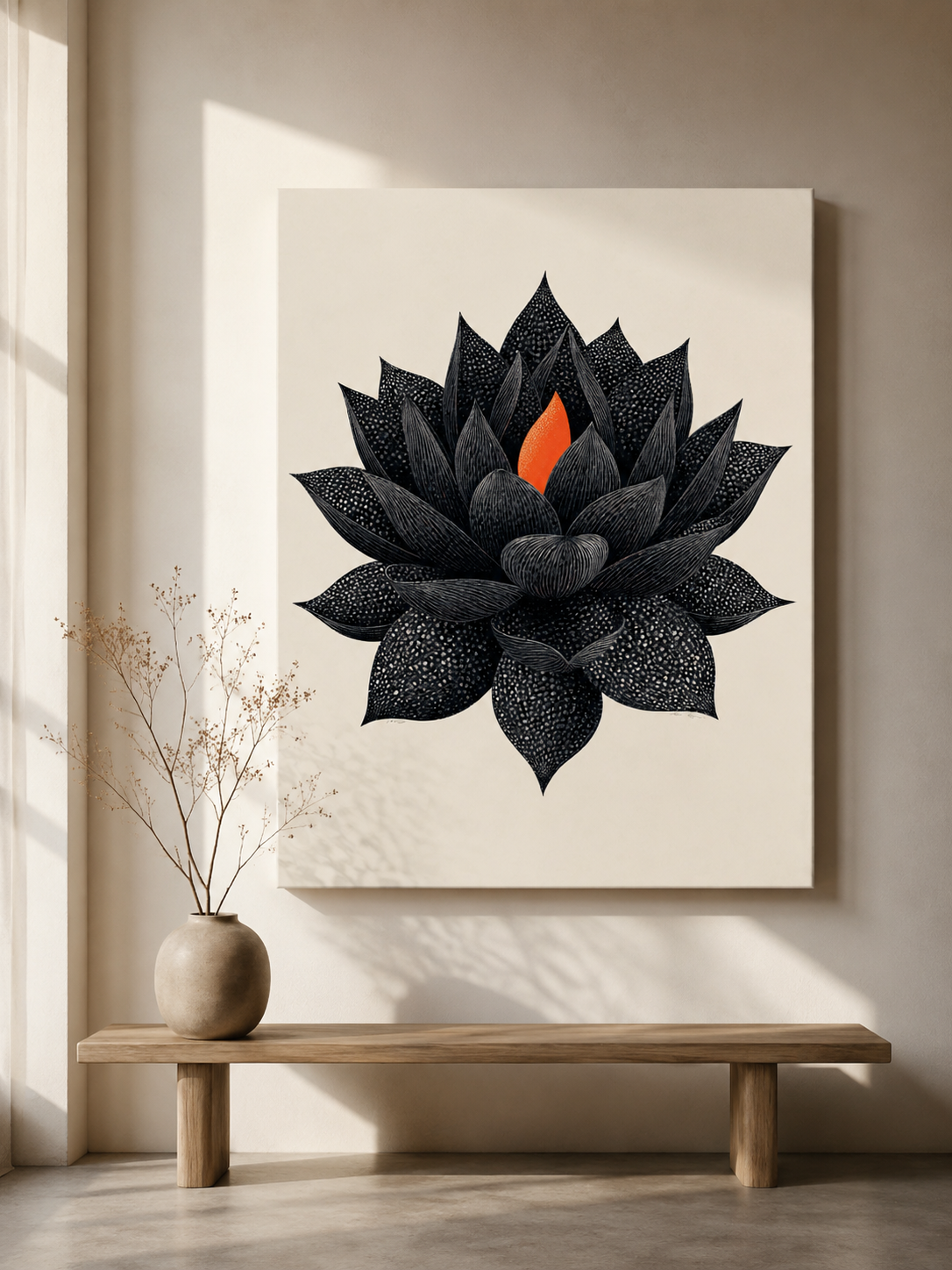 Black Lotus Wall Art - Wall Art Decor - alternate angle - black lotus wall art, lotus botanical poster