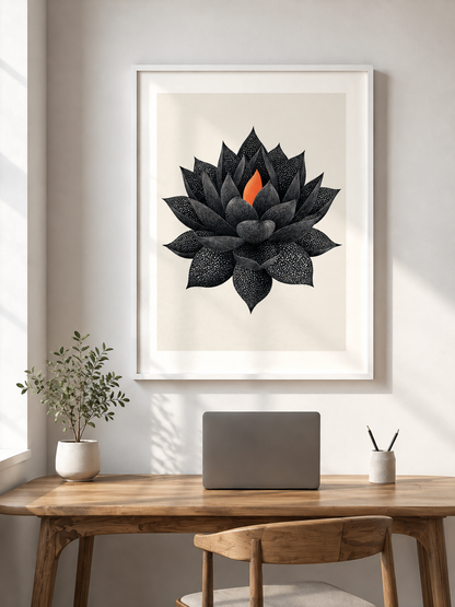 Black Lotus Wall Art - Wall Art Decor - close-up - black lotus wall art, lotus botanical poster
