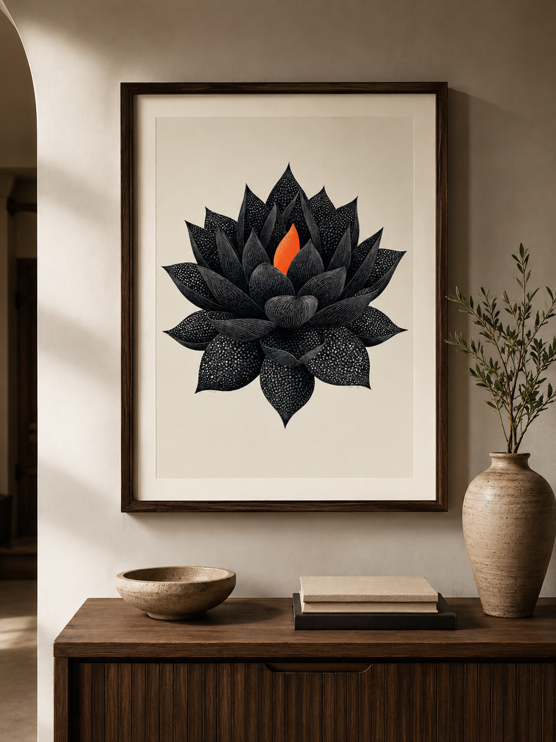 Black Lotus Wall Art - Wall Art Decor - alternate angle - black lotus wall art, lotus botanical poster