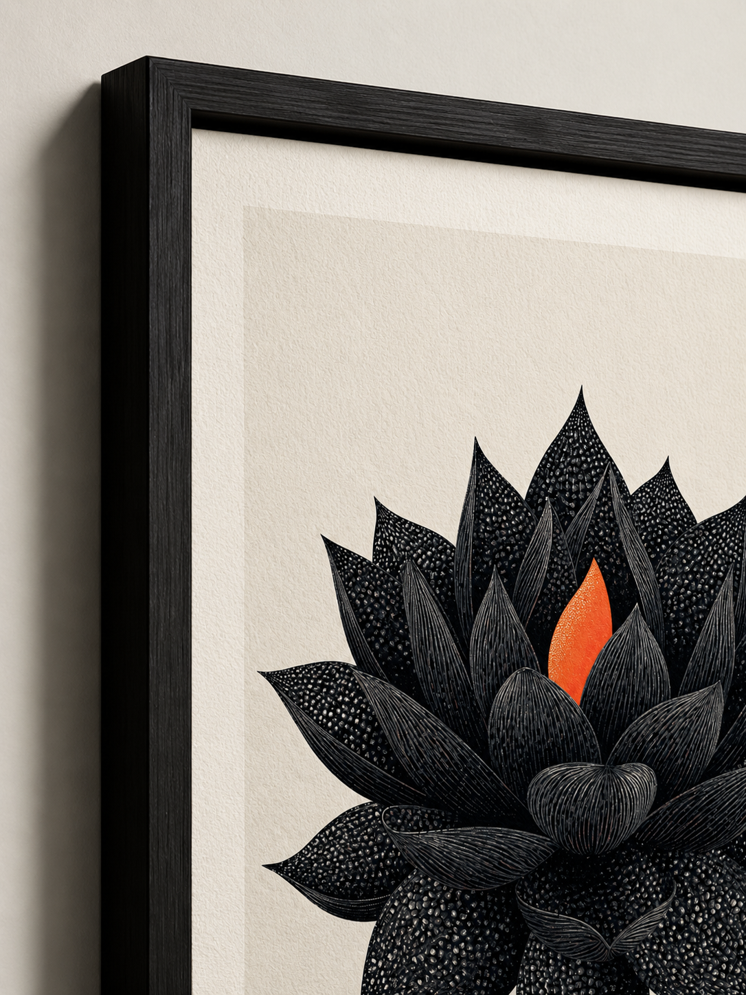 Black Lotus Wall Art - Wall Art Decor - front view - black lotus wall art, lotus botanical poster