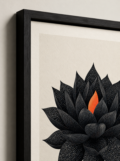 Black Lotus Wall Art - Wall Art Decor - front view - black lotus wall art, lotus botanical poster