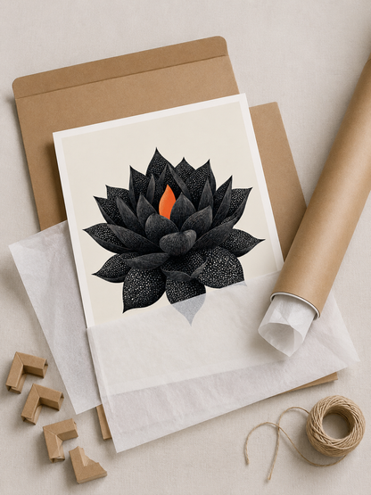 Black Lotus Wall Art - Wall Art Decor - detail view - black lotus wall art, lotus botanical poster