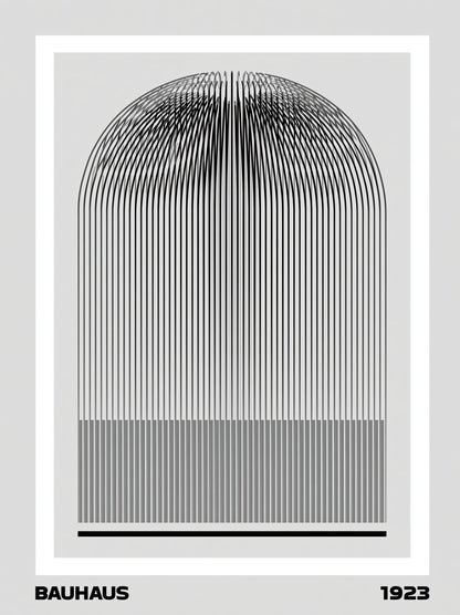 Black White Bauhaus Poster - Wall Art Decor - front view - black white bauhaus poster, bauhaus line art