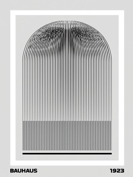 Black White Bauhaus Poster - Wall Art Decor - front view - black white bauhaus poster, bauhaus line art
