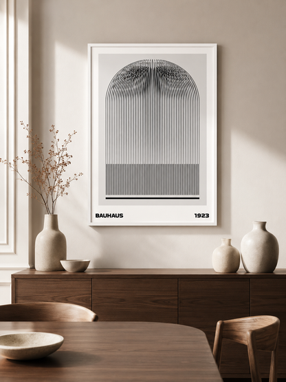 Black White Bauhaus Poster - Wall Art Decor - close-up - black white bauhaus poster, bauhaus line art