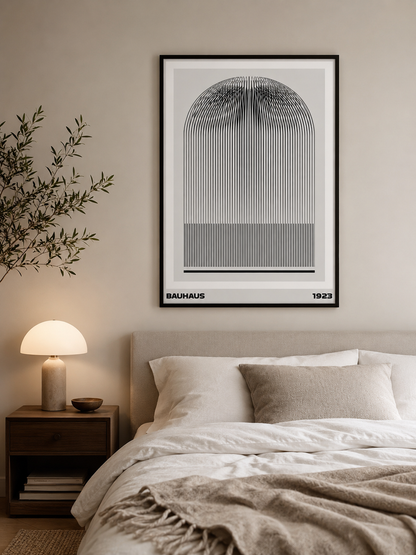 Black White Bauhaus Poster - Wall Art Decor - detail view - black white bauhaus poster, bauhaus line art
