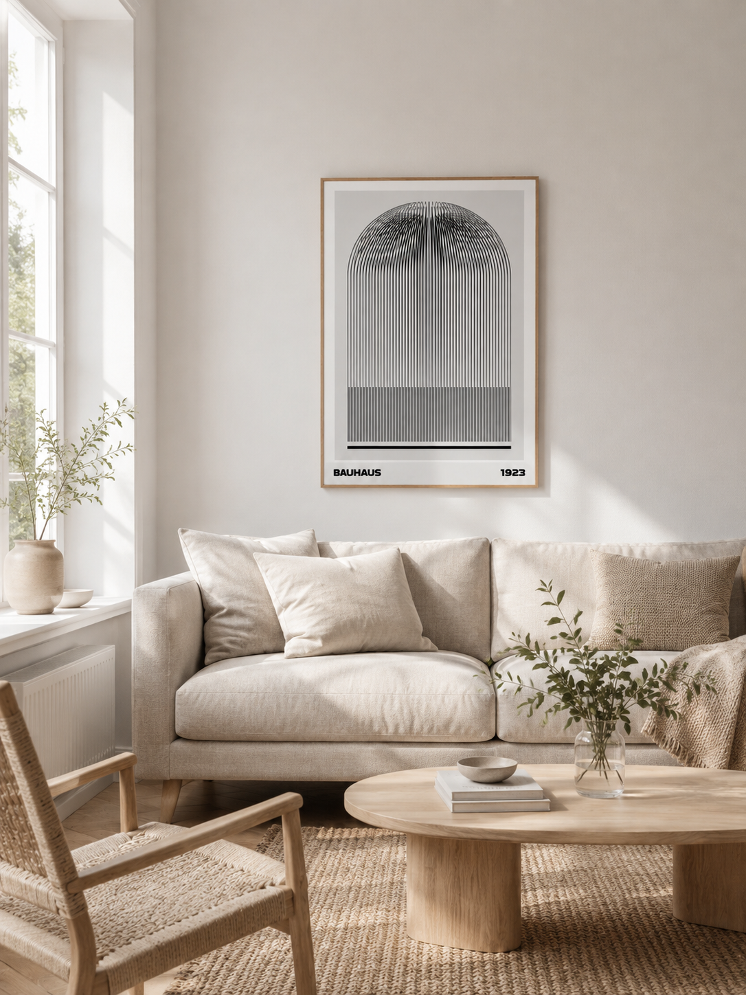 Black White Bauhaus Poster - Wall Art Decor - lifestyle shot - black white bauhaus poster, bauhaus line art
