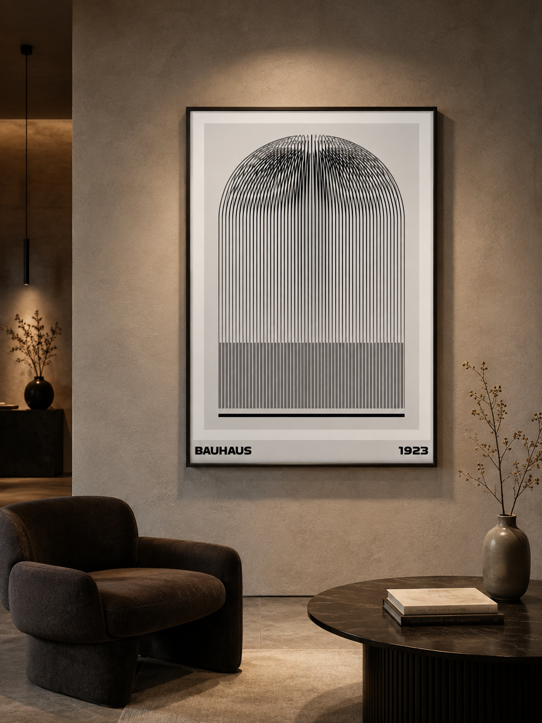 Black White Bauhaus Poster - Wall Art Decor - detail view - black white bauhaus poster, bauhaus line art