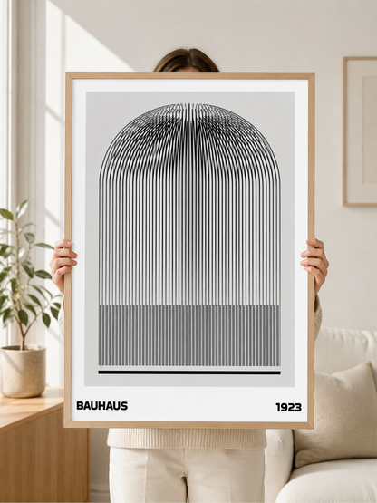 Black White Bauhaus Poster - Wall Art Decor - lifestyle shot - black white bauhaus poster, bauhaus line art