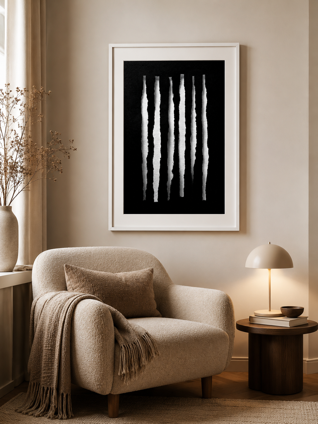 Black White Minimalist Wall Art - Wall Art Decor - close-up - black white minimalist wall art, monochrome abstract print