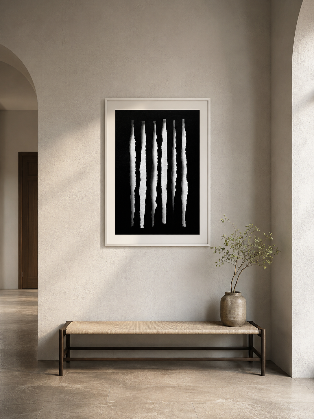 Black White Minimalist Wall Art - Wall Art Decor - close-up - black white minimalist wall art, monochrome abstract print