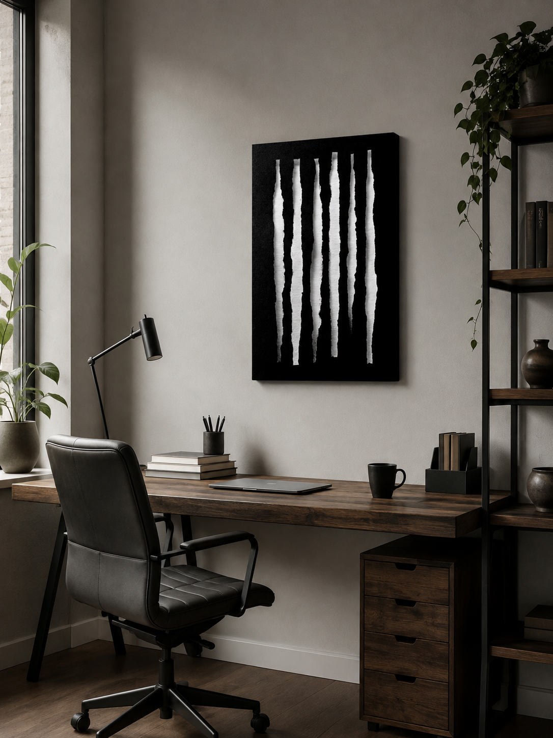Black White Minimalist Wall Art - Wall Art Decor - packaging - black white minimalist wall art, monochrome abstract print