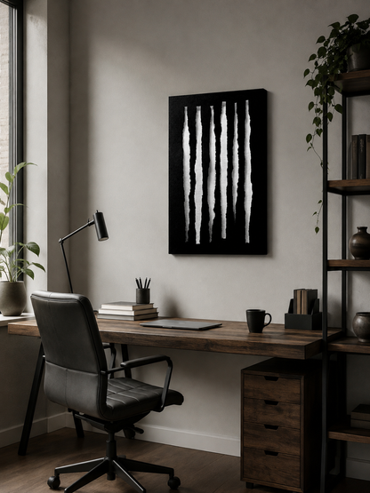 Black White Minimalist Wall Art - Wall Art Decor - packaging - black white minimalist wall art, monochrome abstract print
