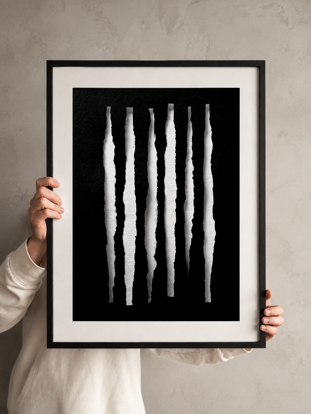 Black White Minimalist Wall Art - Wall Art Decor - front view - black white minimalist wall art, monochrome abstract print