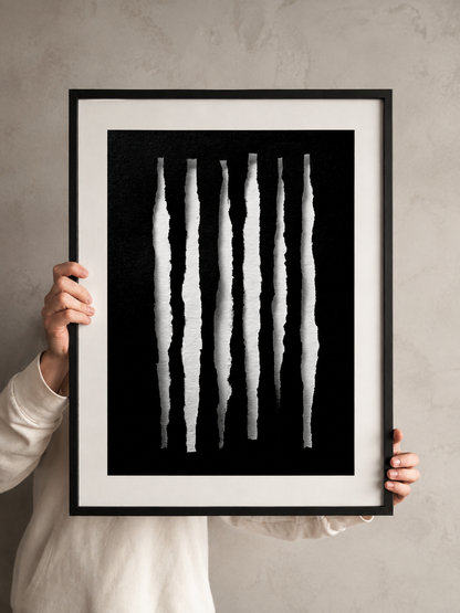 Black White Minimalist Wall Art - Wall Art Decor - front view - black white minimalist wall art, monochrome abstract print