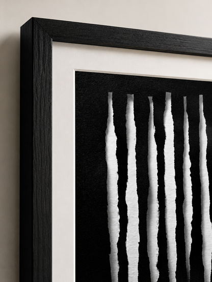Black White Minimalist Wall Art - Wall Art Decor - detail view - black white minimalist wall art, monochrome abstract print