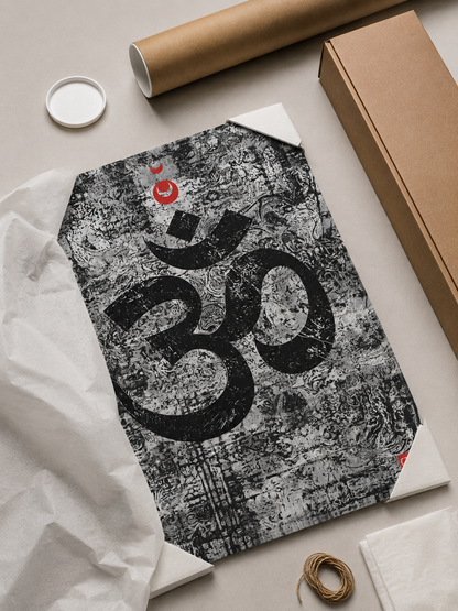 Black White Om Wall Art - Wall Art Decor - alternate angle - black white om wall art, om symbol art print