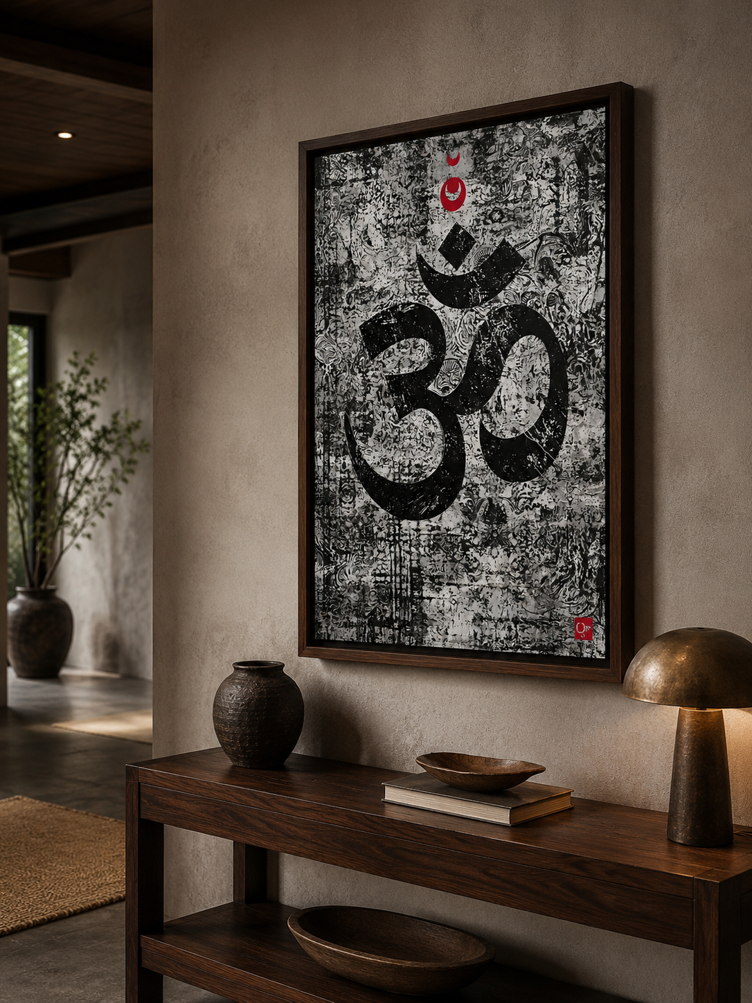 Black White Om Wall Art - Wall Art Decor - alternate angle - black white om wall art, om symbol art print