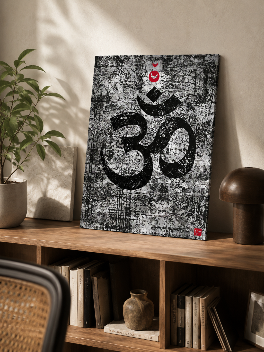Black White Om Wall Art - Wall Art Decor - packaging - black white om wall art, om symbol art print