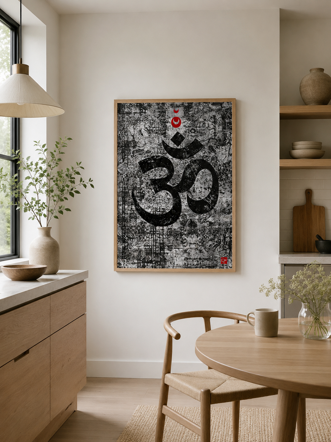 Black White Om Wall Art - Wall Art Decor - front view - black white om wall art, om symbol art print