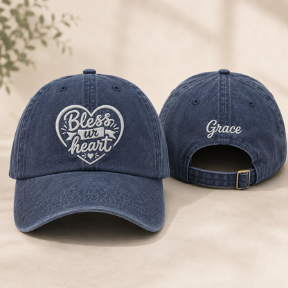 Bless Ur Heart Washed Cap - Washed Cap - front view