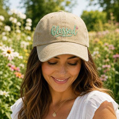 Blessed Grace Washed Cap - Washed Cap - side view