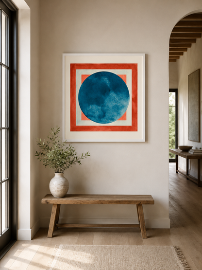 Blue Coral Geometric Wall Art - Wall Art Decor - alternate angle - blue coral geometric wall art, blue geometric art print