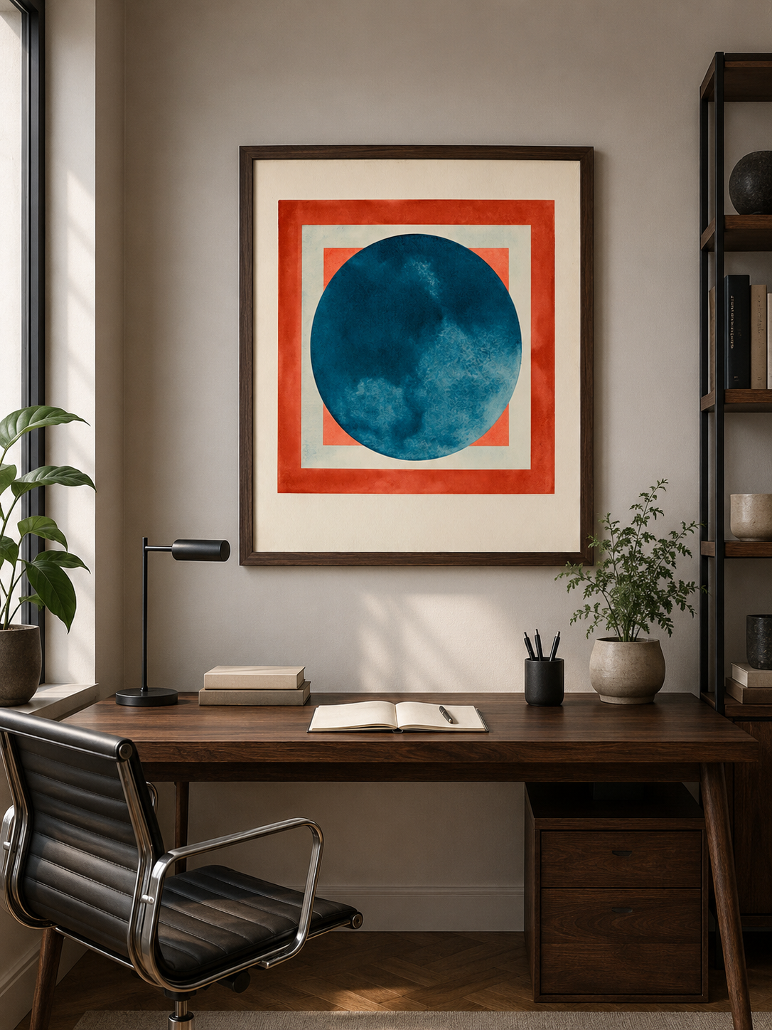 Blue Coral Geometric Wall Art - Wall Art Decor - packaging - blue coral geometric wall art, blue geometric art print