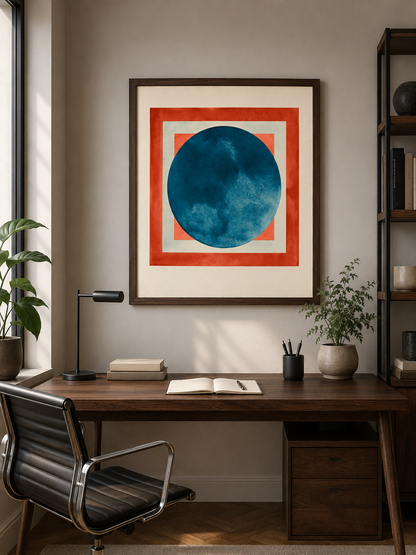 Blue Coral Geometric Wall Art - Wall Art Decor - packaging - blue coral geometric wall art, blue geometric art print