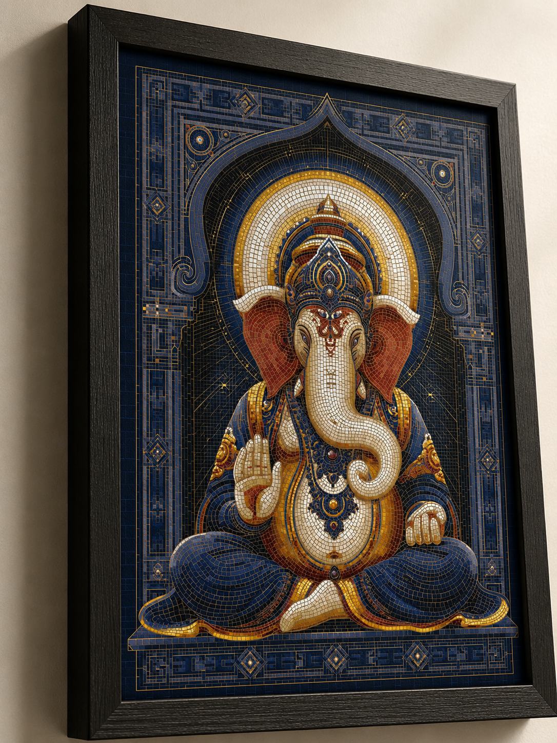 Blue Ganesha Wall Art - Wall Art Decor - lifestyle shot - blue ganesha wall art, ganesha art print