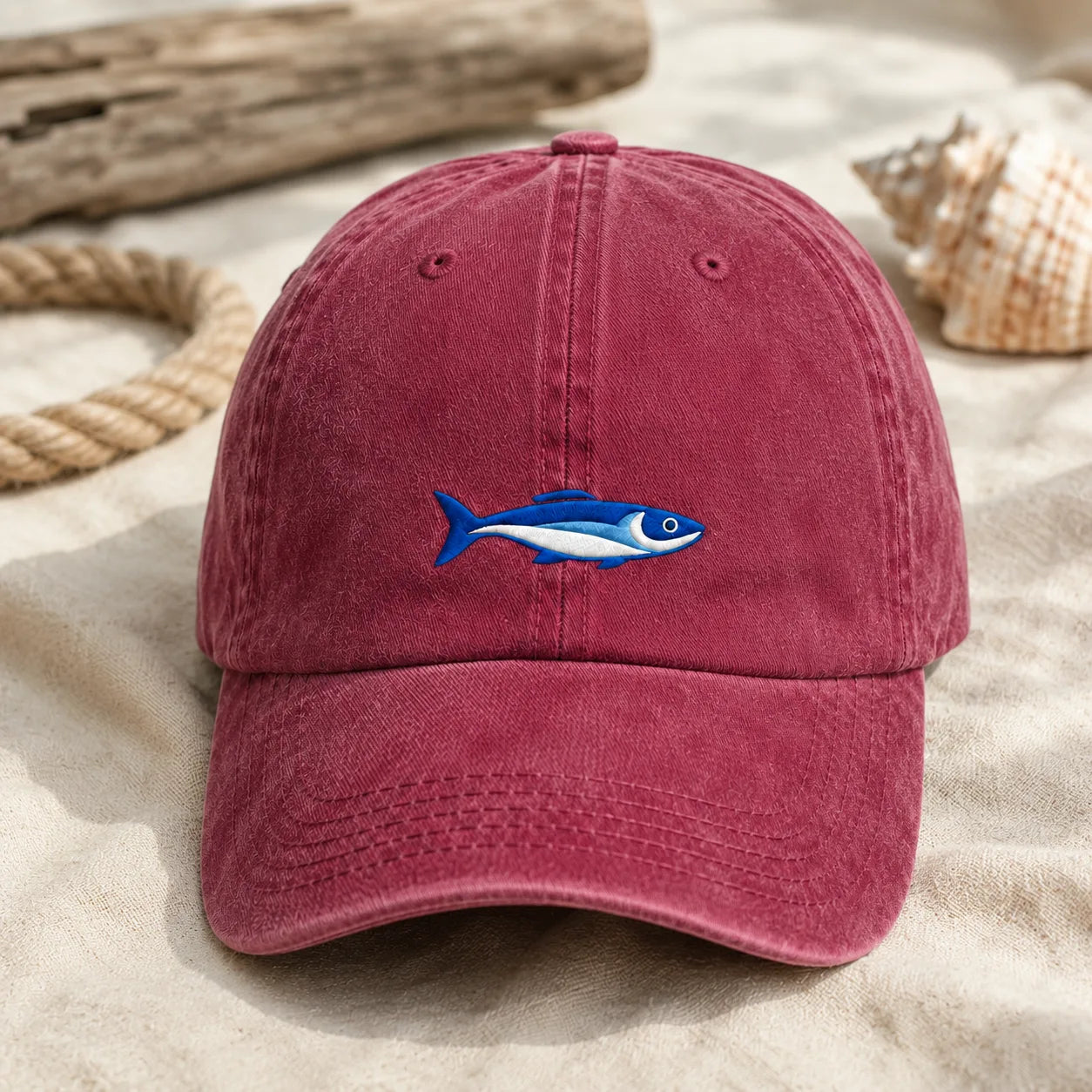 Blue Tuna Fish Washed Cap - washed cap - alternate angle