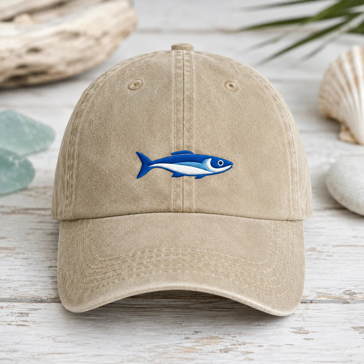 Blue Tuna Fish Washed Cap - washed cap - detail