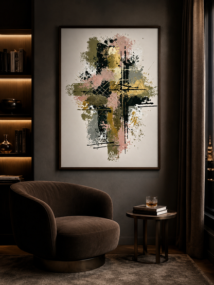 Blush Abstract Wall Art - Wall Art Decor - packaging - blush abstract wall art, olive abstract art print