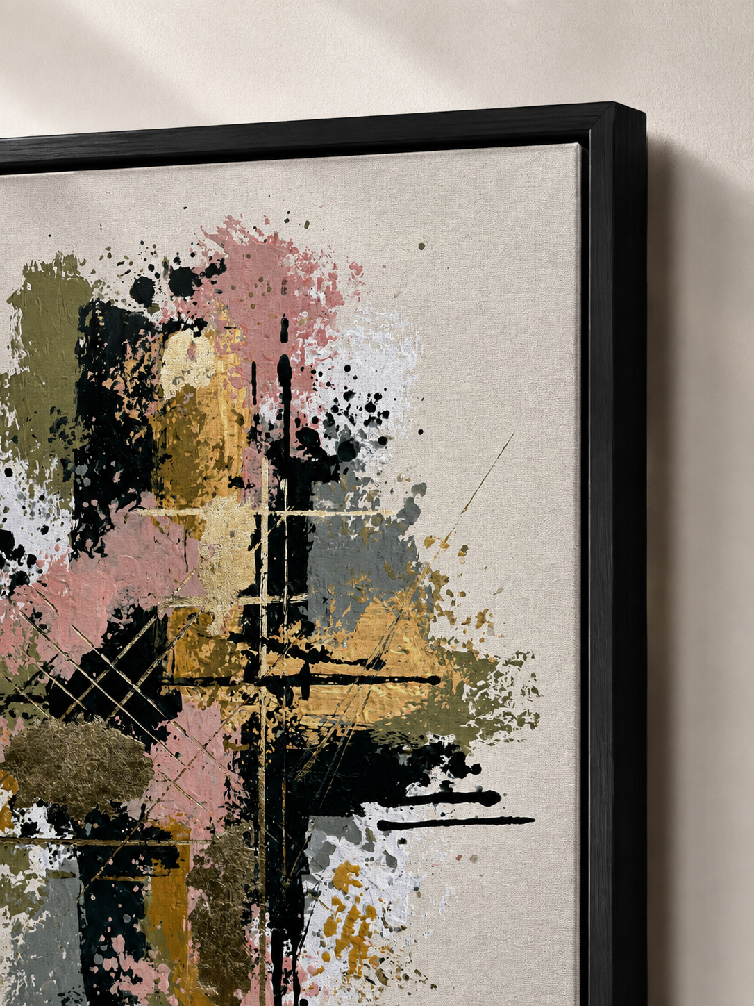 Blush Abstract Wall Art - Wall Art Decor - front view - blush abstract wall art, olive abstract art print