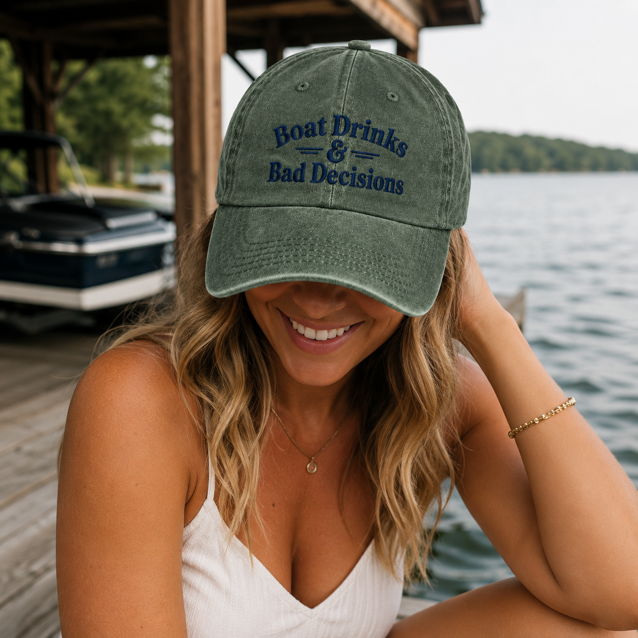 Boat Drinks Bad Decisions Washed Cap - Washed Cap - alternate angle
