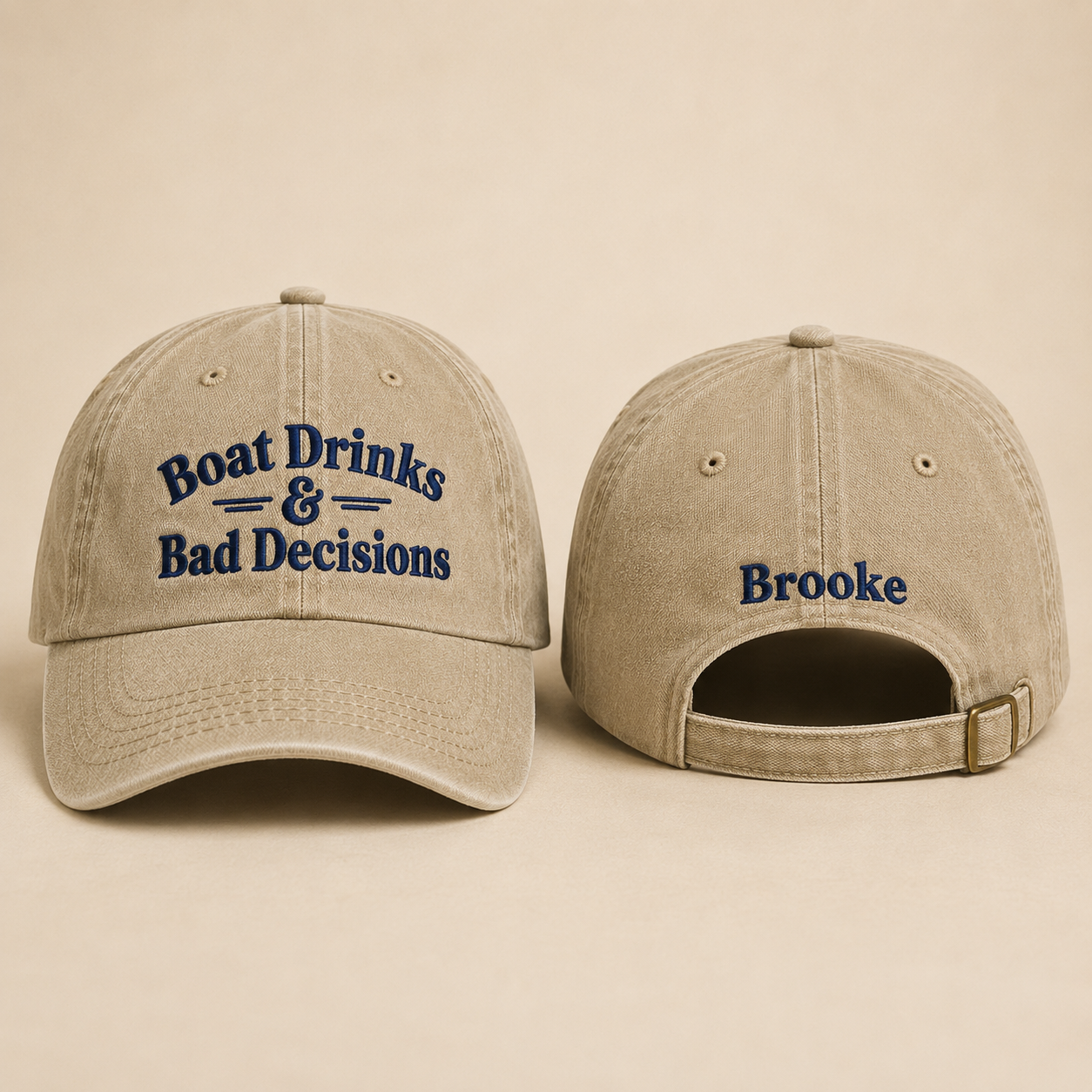 Boat Drinks Bad Decisions Washed Cap - Washed Cap - front view