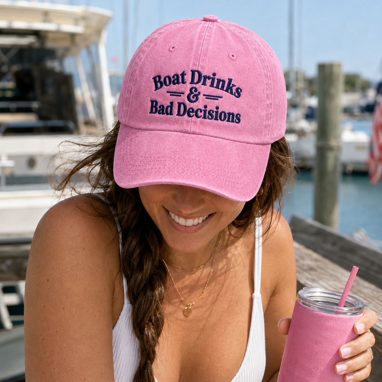 Boat Drinks Bad Decisions Washed Cap - Washed Cap - lifestyle