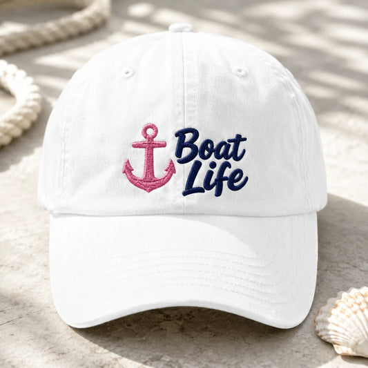 Boat Life Embroidered Washed Cap - washed cap - front view