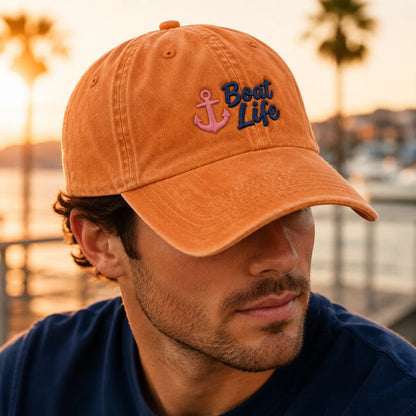 Boat Life Embroidered Washed Cap - washed cap - side view