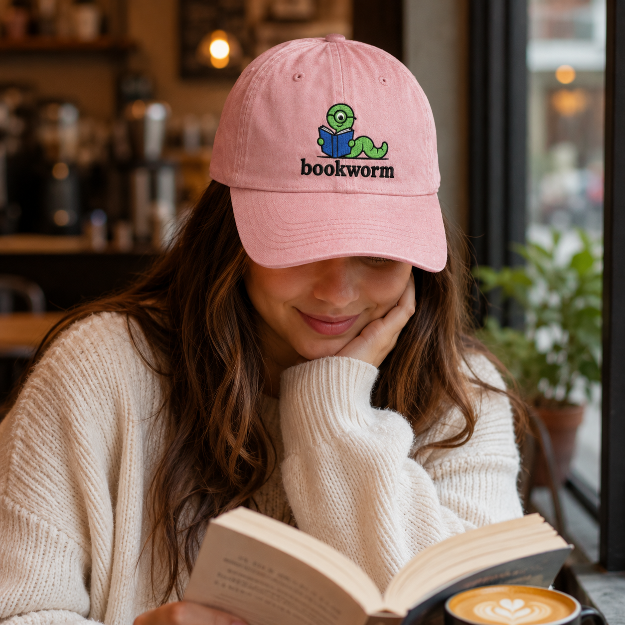 Bookworm Embroidered Washed Cap - Washed Cap - lifestyle