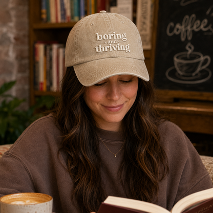 Boring and Thriving Washed Cap - Washed Cap - side view