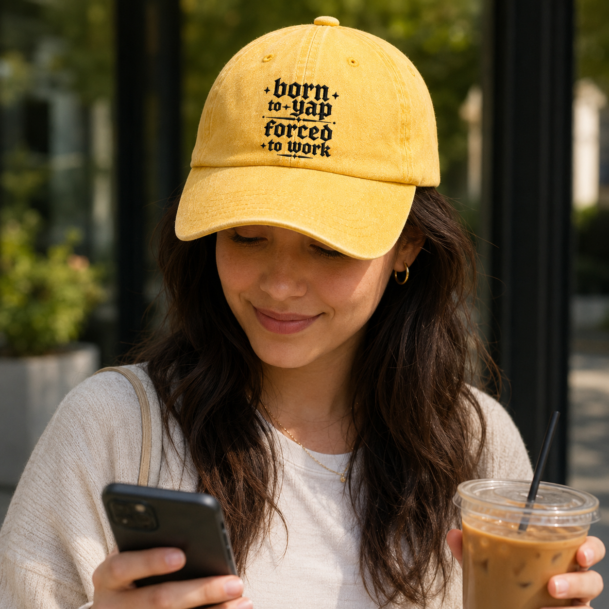 Born To Yap Embroidered Washed Cap - Washed Cap - alternate angle