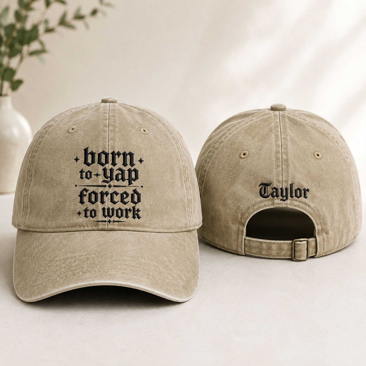 Born To Yap Embroidered Washed Cap - Washed Cap - front view